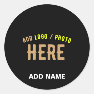 PEGATINA REDONDA PERSONALIZABLE MODERNO ESTILO NEGRO VERIFICADO MAR