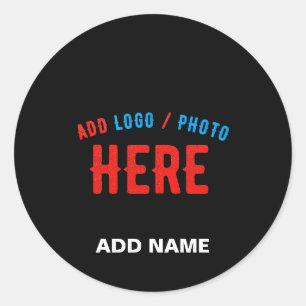 PEGATINA REDONDA PERSONALIZABLE MODERNO ESTILO NEGRO VERIFICADO MAR