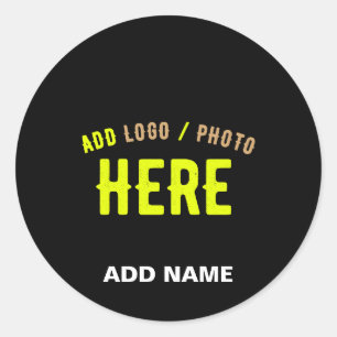 PEGATINA REDONDA PERSONALIZABLE MODERNO ESTILO NEGRO VERIFICADO MAR