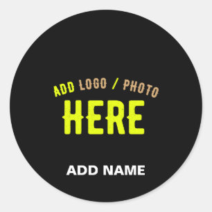 PEGATINA REDONDA PERSONALIZABLE MODERNO ESTILO NEGRO VERIFICADO MAR