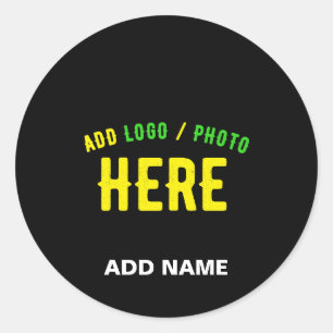 PEGATINA REDONDA PERSONALIZABLE MODERNO ESTILO NEGRO VERIFICADO MAR