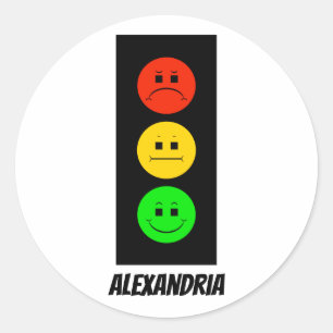 Pegatina Redonda Personalizable Moody Stoplight con nombre