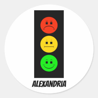 Pegatina Redonda Personalizable Moody Stoplight con nombre