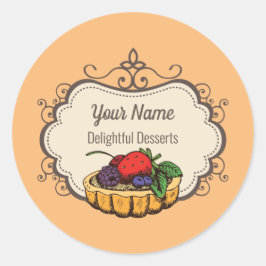Pegatina Redonda Personalizable panadería pastelería melocotón