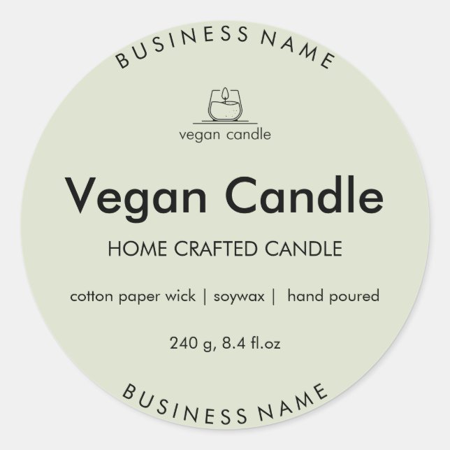 Pegatina Redonda Personalizable para velas caseras (Anverso)