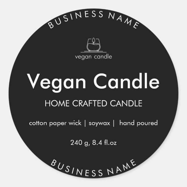 Pegatina Redonda Personalizable para velas caseras (Anverso)