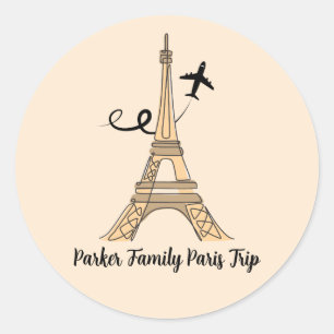 Pegatina Redonda Personalizable París Viaje Moda Torre Eiffel