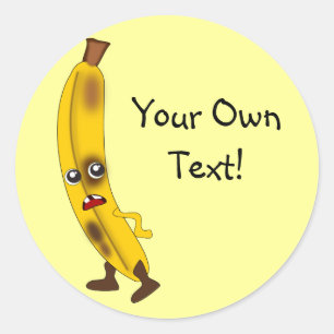 Pegatina Redonda Personalizable Personalizado de texto Banana