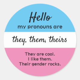 Pegatina Redonda Personalizable Pronouns Pegatina, Ellos Pronouns