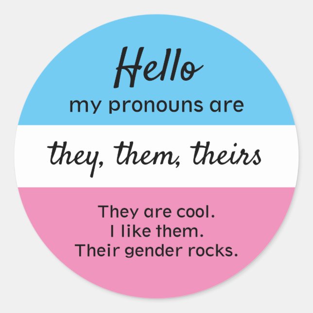 Pegatina Redonda Personalizable Pronouns Pegatina, Ellos Pronouns (Anverso)