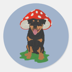 Pegatina Redonda Personalizable Rottweiler Mushroom Spring
