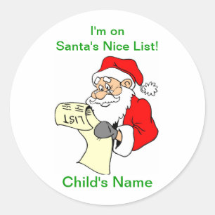 Pegatina Redonda Personalizable Santa Claus Pegatinas de Nice List