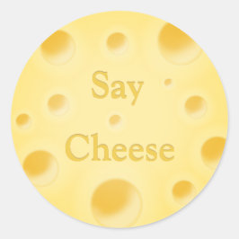 Pegatina Redonda personalizable "Say Cheese" Cute Holey Queso Suizo