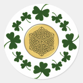 Pegatina Redonda ¡PERSONALIZABLE! Shamrock - Celta irlandesa de oro