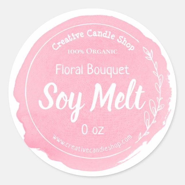 Pegatina Redonda Personalizable Soy Wax Melt Label Empresarial a ma (Anverso)