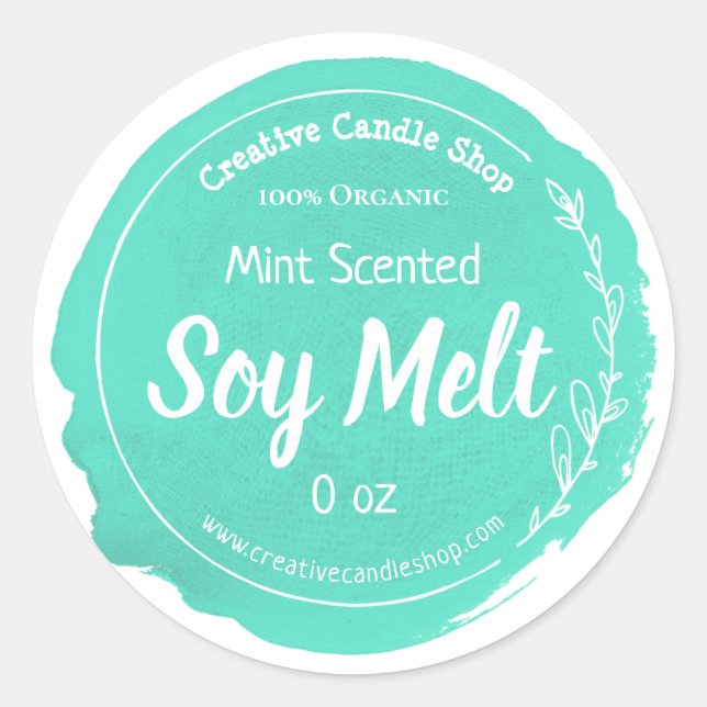 Pegatina Redonda Personalizable Soy Wax Melt Label Empresarial a ma (Anverso)