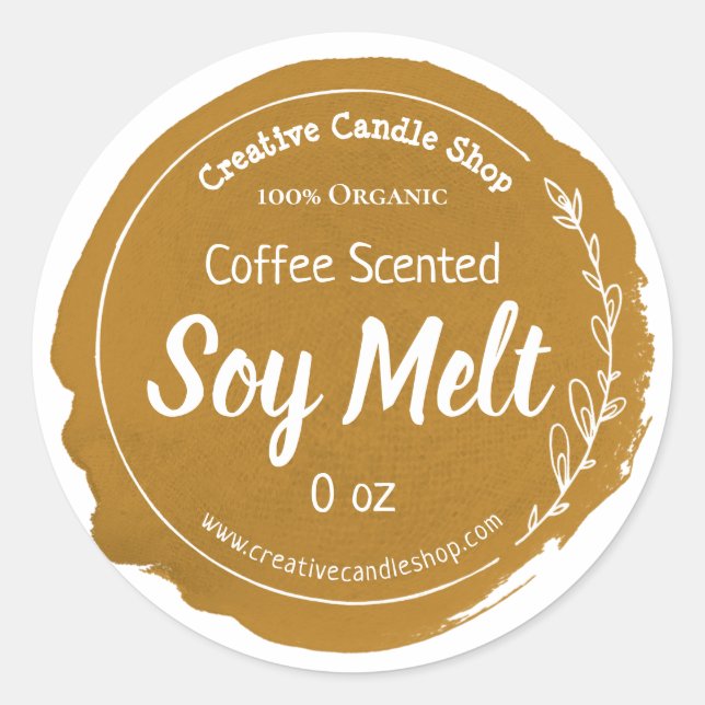 Pegatina Redonda Personalizable Soy Wax Melt Label Empresarial a ma (Anverso)