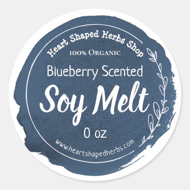 Pegatina Redonda Personalizable Soy Wax Melt Label Empresarial a ma (Anverso)