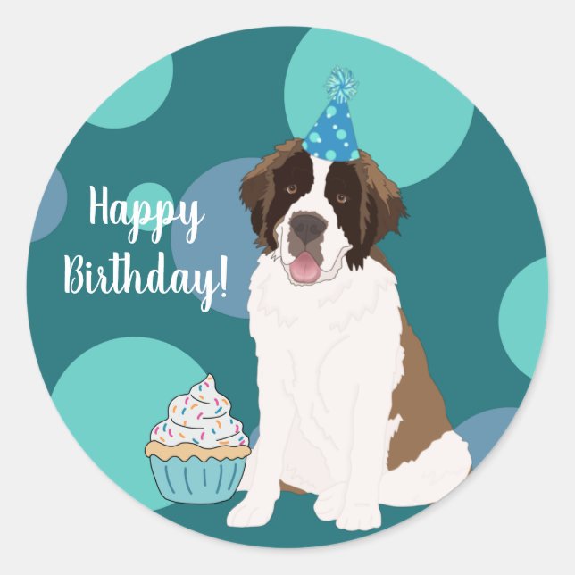 Pegatina Redonda Personalizable St Bernard (Anverso)