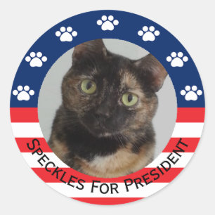 Pegatina Redonda Personalizable Su Mascota Para El Presidente