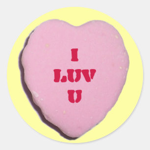Pegatina Redonda Personalizable Valentine Candy Heart