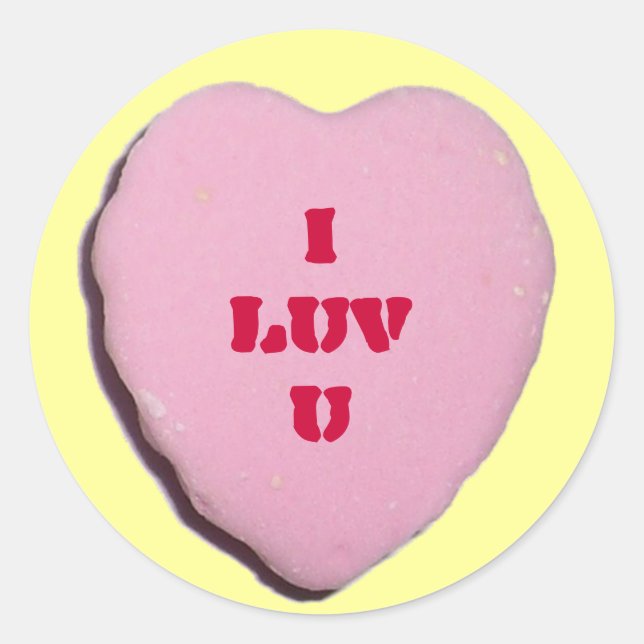 Pegatina Redonda Personalizable Valentine Candy Heart (Anverso)