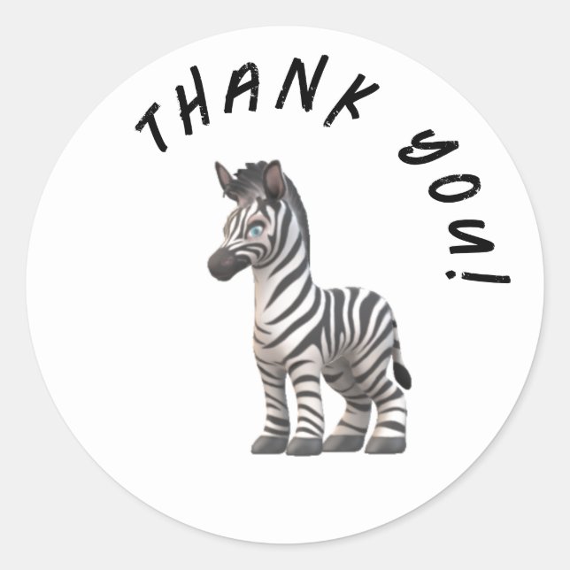 Pegatina Redonda Personalizable Zebra Gracias (Anverso)