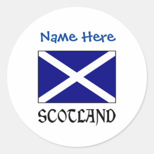 Pegatina Redonda Personalización azul de Escocia y bandera escocesa