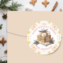 Pegatina Redonda Personalización de la pila de Navidades de regalos