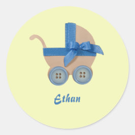 Pegatina Redonda Personalización de los coches de bebé de color azu