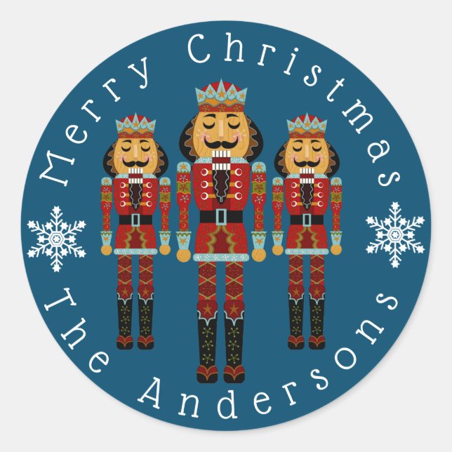 Pegatina Redonda Personalización de los Navidades Nutcrackers (Anverso)