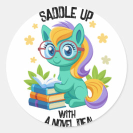 Pegatina Redonda Personalización del estímulo de lectura de libros 