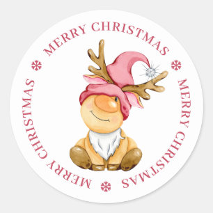Pegatina Redonda Personalización del genoma de renos de Navidades p