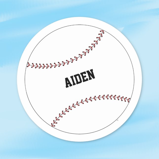 Pegatina redonda personalizada de niño de béisbol (Baseball kid personalized round sticker)