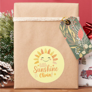Pegatina Redonda Personalizada Little Sunshine