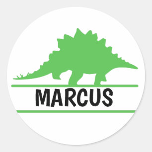 Pegatina redonda personalizada nombre de dinosauri