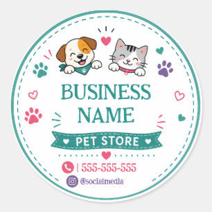 Pegatina redonda personalizada para tienda de masc
