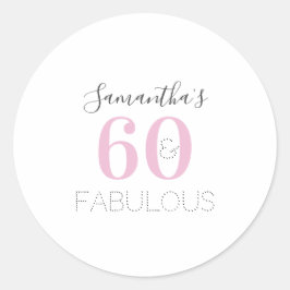 Pegatina Redonda Personalizado 60 y fabuloso Cumpleaños Moderno Ros