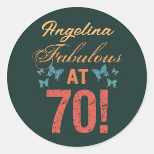 Pegatina Redonda Personalizado 70 cumpleaños fabuloso