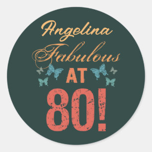 Pegatina Redonda Personalizado 80 cumpleaños fabuloso