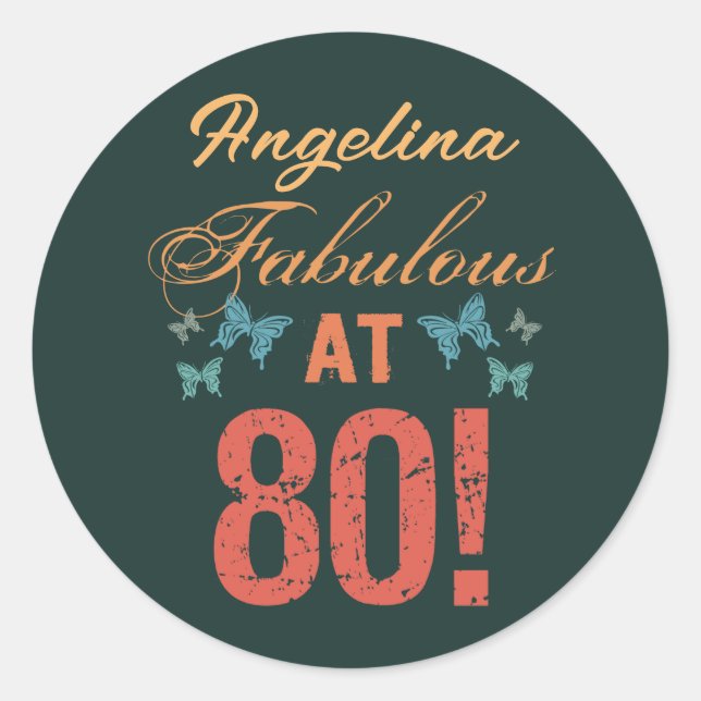 Pegatina Redonda Personalizado 80 cumpleaños fabuloso (Anverso)