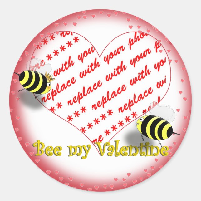 Pegatina Redonda Personalizado Abejas "Abejas mi San Valentín" (Anverso)
