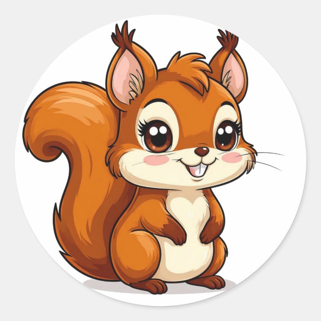 Pegatina Redonda Personalizado Adorable Squirrel con los ojos grand (Anverso)