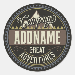 Pegatina Redonda Personalizado AGREGAR NOMBRE Familia Camping Reuni