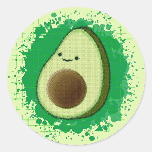 Pegatina Redonda Personalizado aguacate (Anverso)