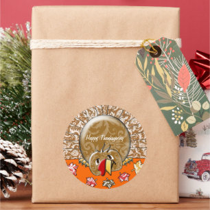 Pegatina Redonda Personalizado amable Acción de Gracias Turquía