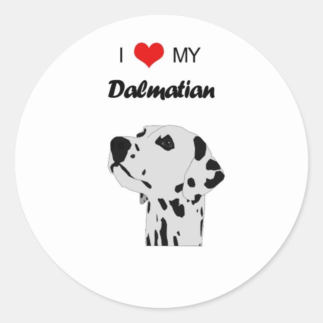 Pegatina Redonda Personalizado Amo Mi Corazón De Perro Dalmatiano (Anverso)