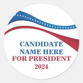 Pegatina Redonda Personalizado añada su propio candidato a la presi