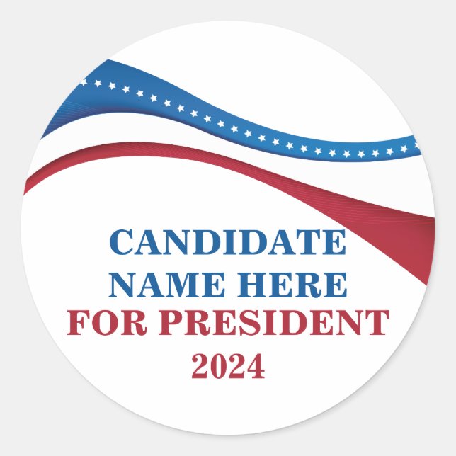 Pegatina Redonda Personalizado añada su propio candidato a la presi (Anverso)