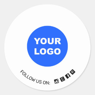 Pegatina Redonda Personalizado Añade tu logotipo en los medios soci